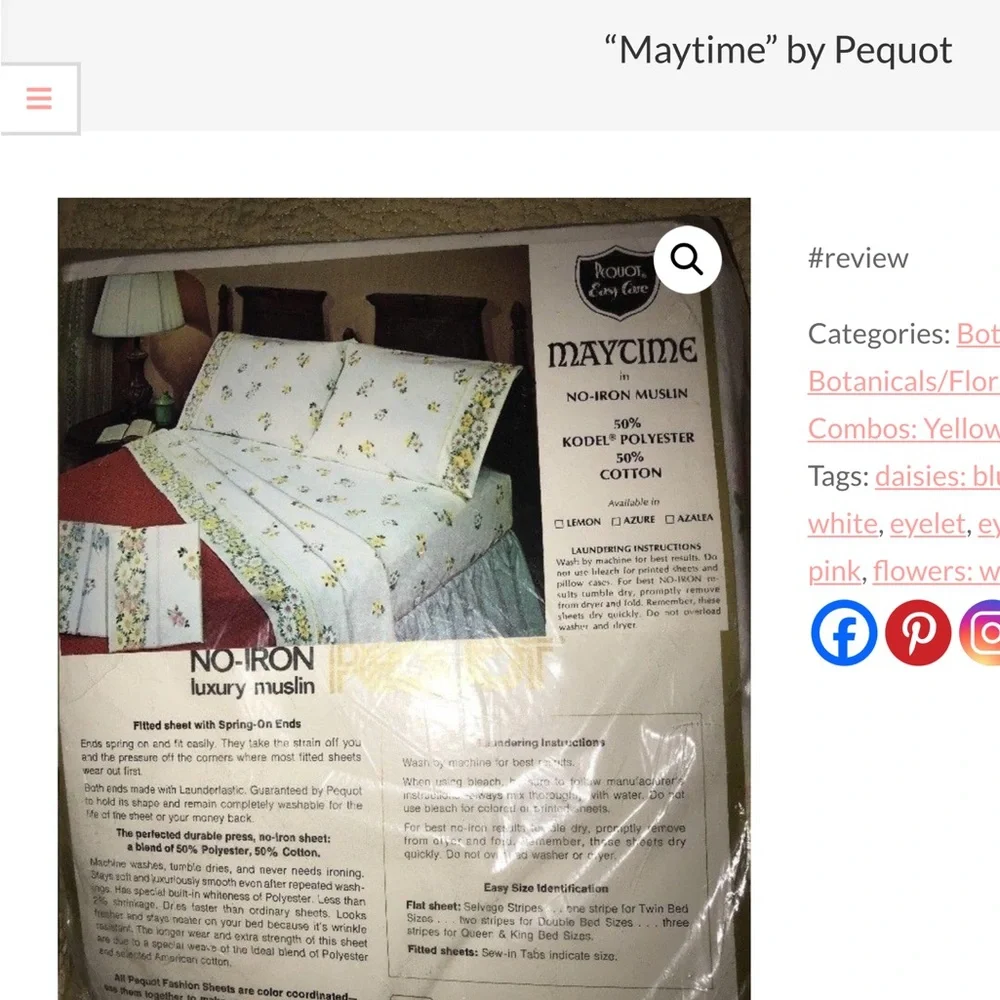 🩵 Pequot vintage twin fitted sheet with two standard pillowcases